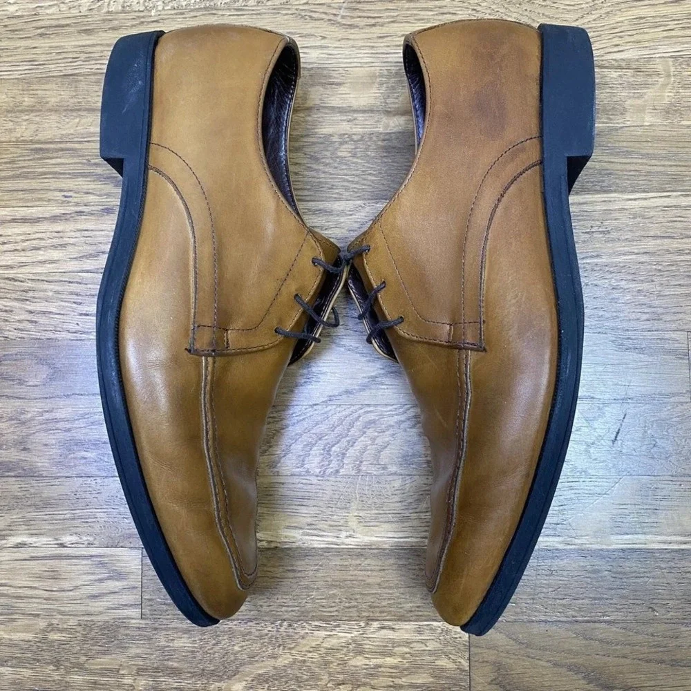 Allen Edmond Santa Monica Shoes 8.5D Brown Leather Derby Bluchers Bicycle Toe